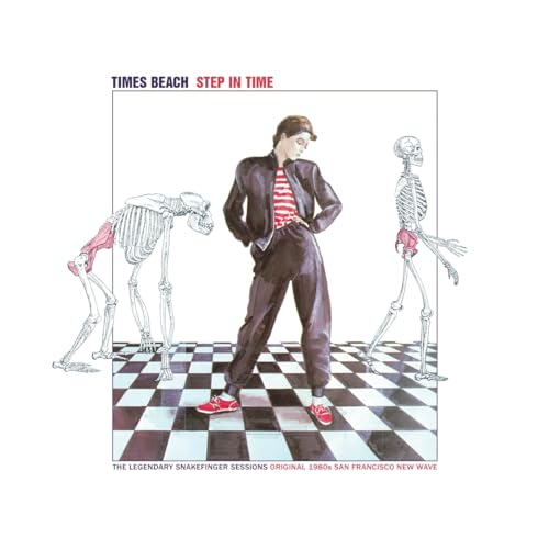 Album cover: man in jacket between two skeletal figures on a checkerboard.