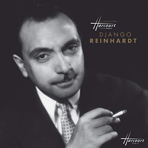 Black and white portrait of Django Reinhardt with a cigarette.