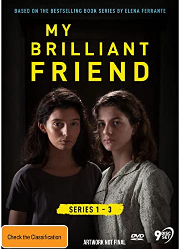 DVD cover for “My Brilliant Friend” featuring two young women.