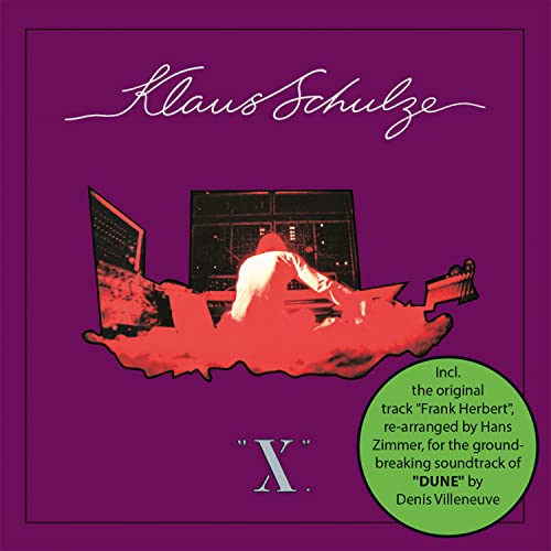 CD cover for Klaus Schulze's "X" album, featuring red and purple tones.