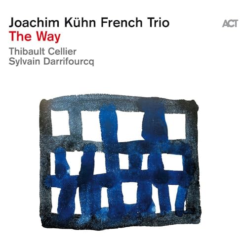 CD cover for Joachim Kühn French Trio’s “The Way” with blue abstract art.