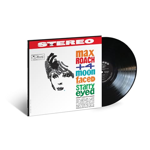 Max Roach vinyl record, white cover with black and orange text, portrait.