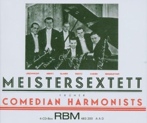 CD cover: Six formally dressed musicians with a piano, titled "Meistersextett".