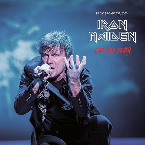 Iron Maiden album cover featuring Bruce Dickinson performing with a microphone.