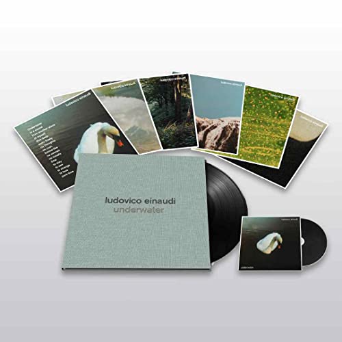 Ludovico Einaudi "Underwater" vinyl record with album artwork and packaging.