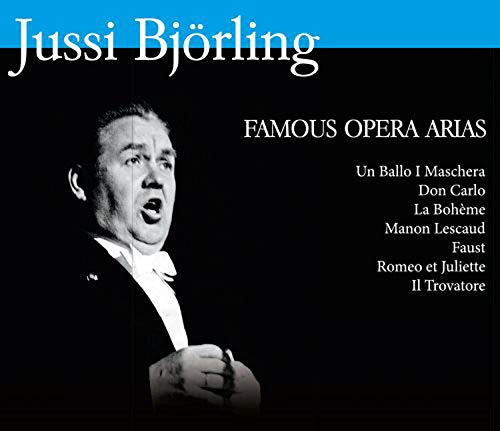 Black and white portrait of opera singer Jussi Björling, CD cover.