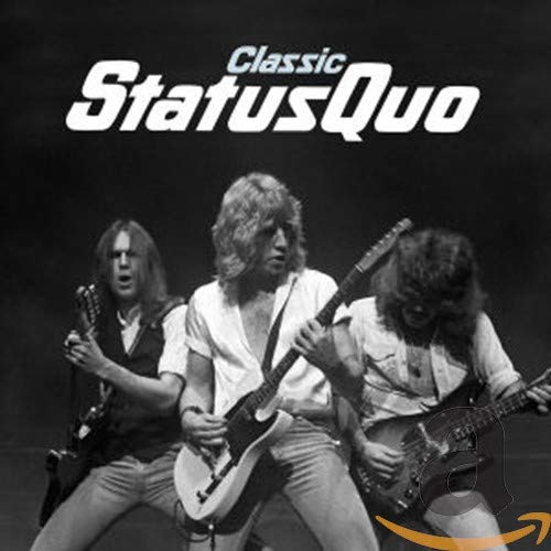 Status Quo album cover featuring three musicians with guitars.