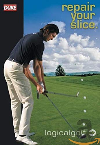 Golfer swinging a club on a green course, DVD cover art.