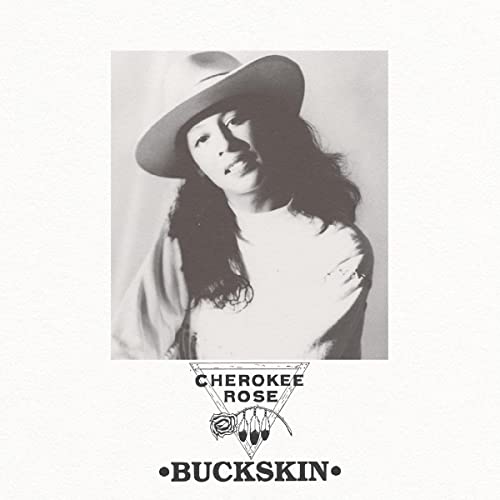 Black and white album cover featuring a woman in a hat and the title “Buckskin”.