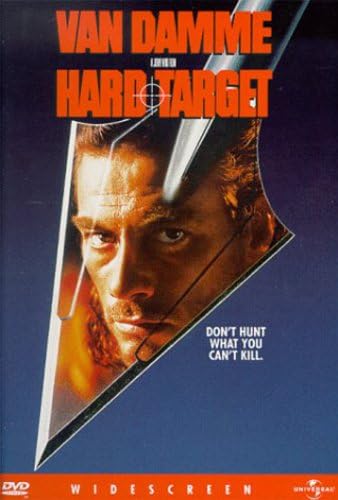 “Hard Target” DVD cover featuring Jean-Claude Van Damme’s face and a crosshair.