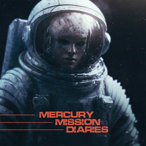 Astronaut in a weathered spacesuit, album cover for "Mercury Mission Diaries".