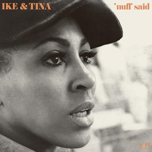 Close-up of Tina Turner wearing a cap, album cover for “Nuff Said”.
