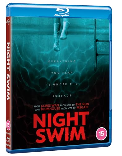 Night Swim Blu-ray case showing feet dangling into dark, rippling swimming pool water.