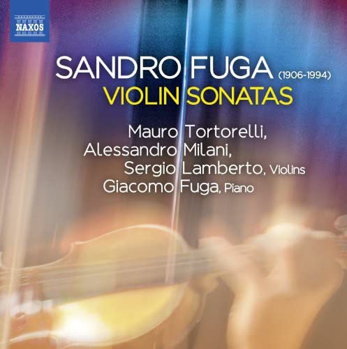 CD cover for Sandro Fuga’s Violin Sonatas, featuring a violin.
