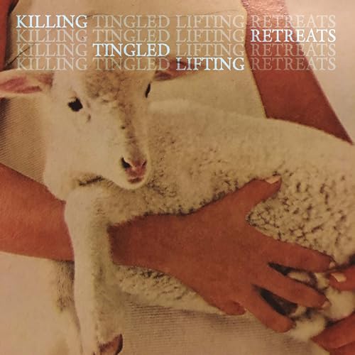 Album cover: a lamb held in hands, with repeated text overlay.