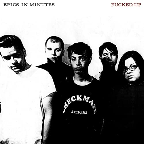 Black and white photo of five people, album cover for Fucked Up.