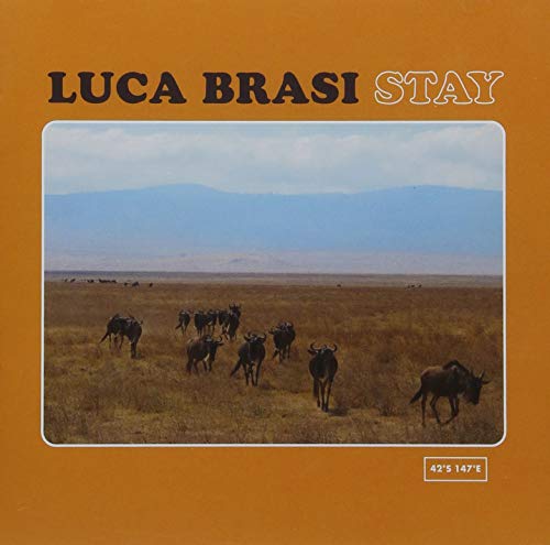 CD cover for "Stay" by Luca Brasi, featuring a savanna landscape with wildebeest.