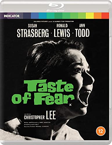 Taste of Fear" Blu-ray cover featuring a distressed woman’s face in green light.
