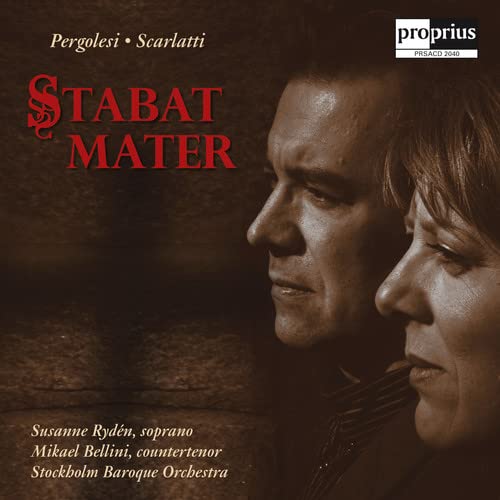 CD cover featuring portraits of two singers and the title “Stabat Mater.”