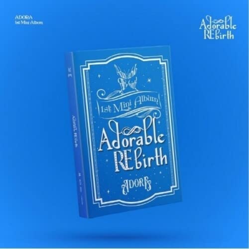 Blue album cover for Adora’s “Adorable Rebirth” with ornate design.