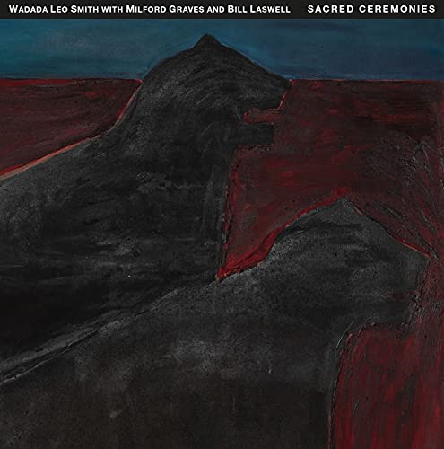 Album cover for Smith Wadada Leo’s “Sacred Ceremonies” featuring abstract mountain landscape.