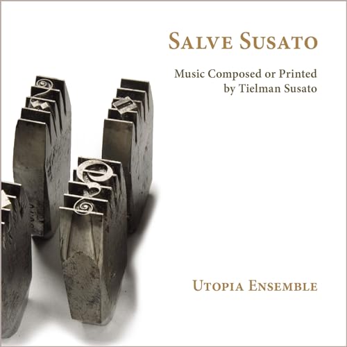 CD cover for Utopia Ensemble’s “Salve Susato” with vintage printing blocks.