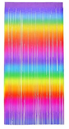 Smiffys 99668, Rainbow Stripe Matt Fringe Curtain Backdrop, Unisex Adult, One Size