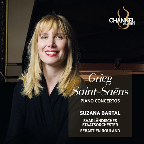 Album cover featuring pianist Suzana Bartal, composers Grieg and Saint-Saëns listed.