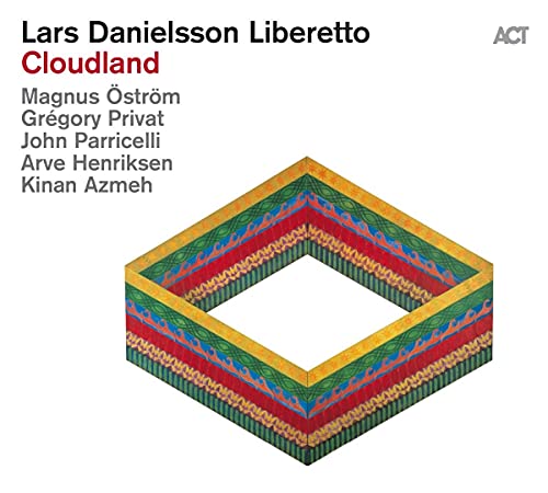 Album cover for Lars Danielsson’s “Cloudland” featuring a colorful geometric design.