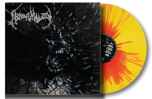 Vinyl record with dark album art featuring distorted figures and text.