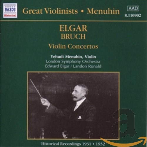 CD cover featuring violinist Yehudi Menuhin and composers Elgar & Bruch.