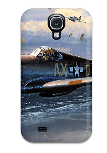 Phone case depicting a vintage warplane in a cloudy sky.