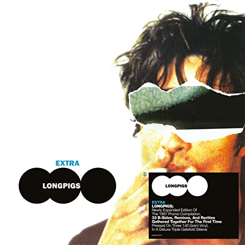 Extra Longpigs" vinyl album cover featuring a man with a visor.