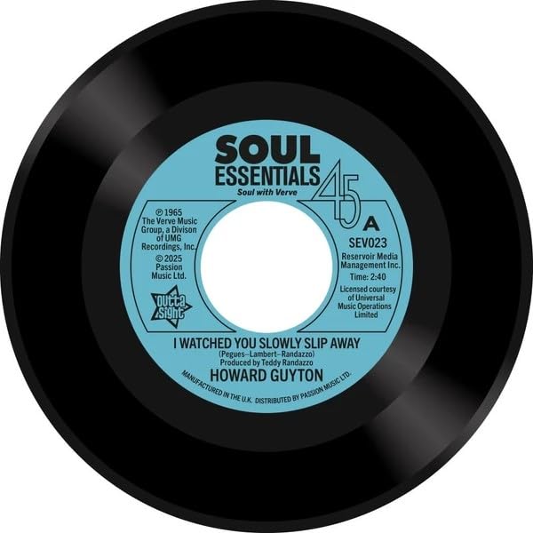Black vinyl record with a blue and white “Soul Essentials” label.