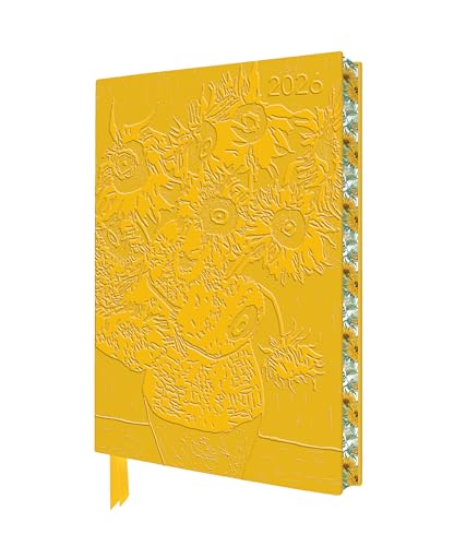 Vincent van Gogh: Sunflowers 2026 Artisan Art Vegan Leather Diary Planner - Page to View with Notes