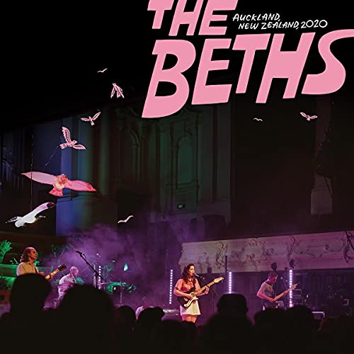 CD cover for The Beths’ “Auckland, New Zealand, 2020” with band and birds.