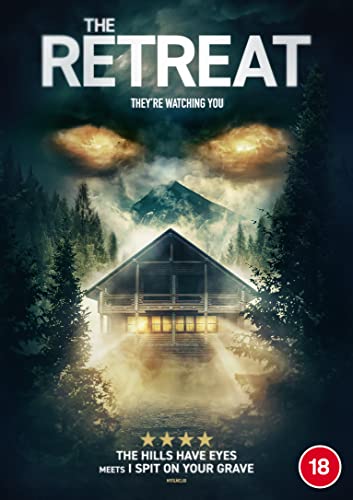 DVD cover for "The Retreat" featuring a cabin and ominous eyes.