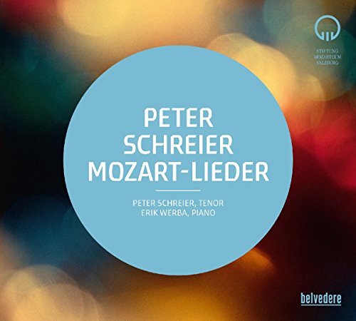 CD cover: Peter Schreier sings Mozart Lieder, blue background.