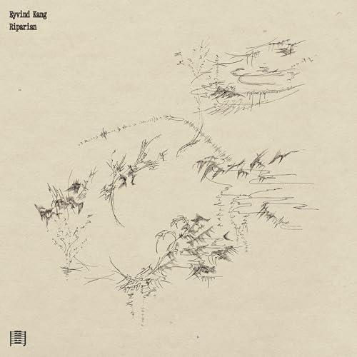 Album cover for "Riparian" by Eyvind Kang, featuring abstract ink drawings.