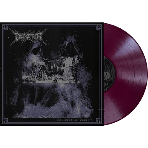 Dark album cover with hooded figures and a purple vinyl record.