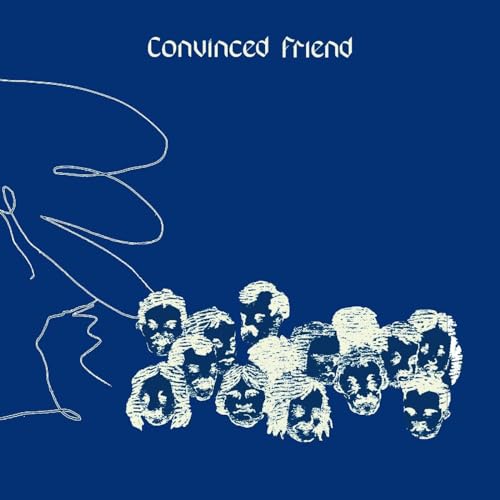 Blue album cover with sketched faces and a hand holding strings.