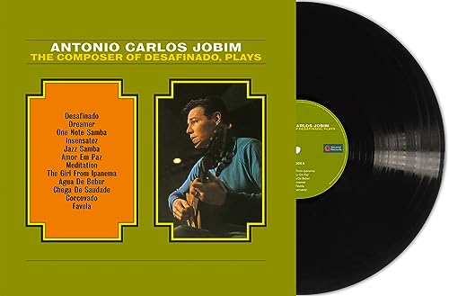 Vinyl record of Antonio Carlos Jobim album, featuring a portrait of the artist.