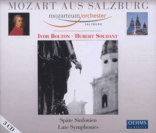 CD cover featuring Mozart portrait, statue, and Salzburg cityscape.