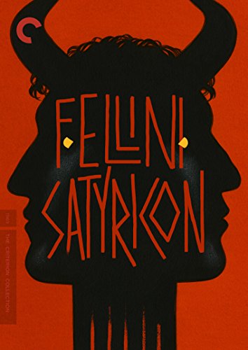 Fellini Satyricon" DVD cover with a dark silhouette and red background.