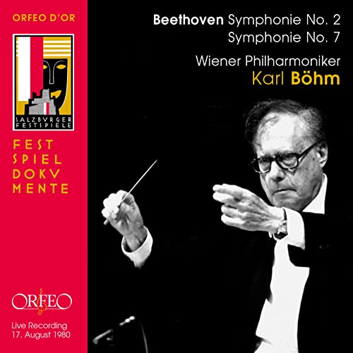 CD cover featuring conductor Karl Böhm with text: Beethoven Symphonies 2 & 7.