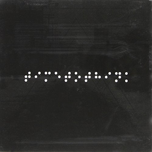 Dark album cover with a line of white braille dots.