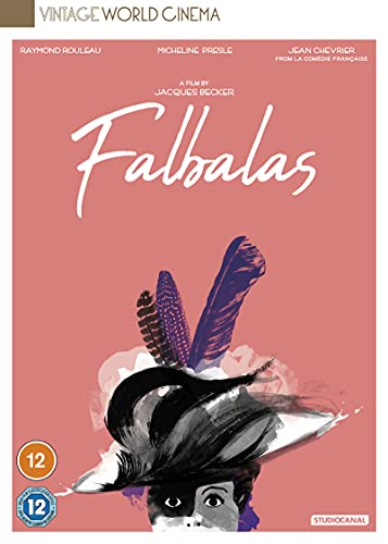 “Falbalas” DVD cover: pink background, black and white illustration of a feathered hat.