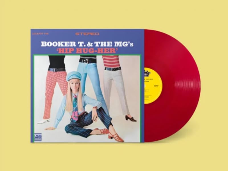 Booker T. & The MGs’ “Hip Hug-Her” album cover and red vinyl record.