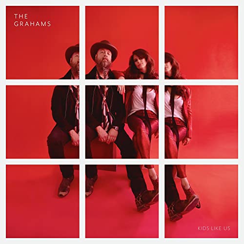 Red album cover featuring four portraits of The Grahams, a musical group.