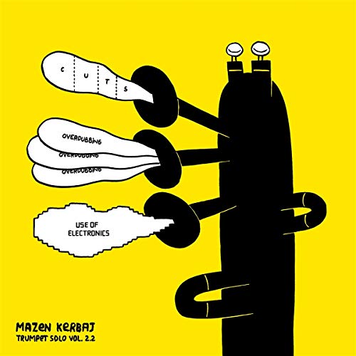 Black and yellow album cover featuring a cartoon trumpet-playing robot.